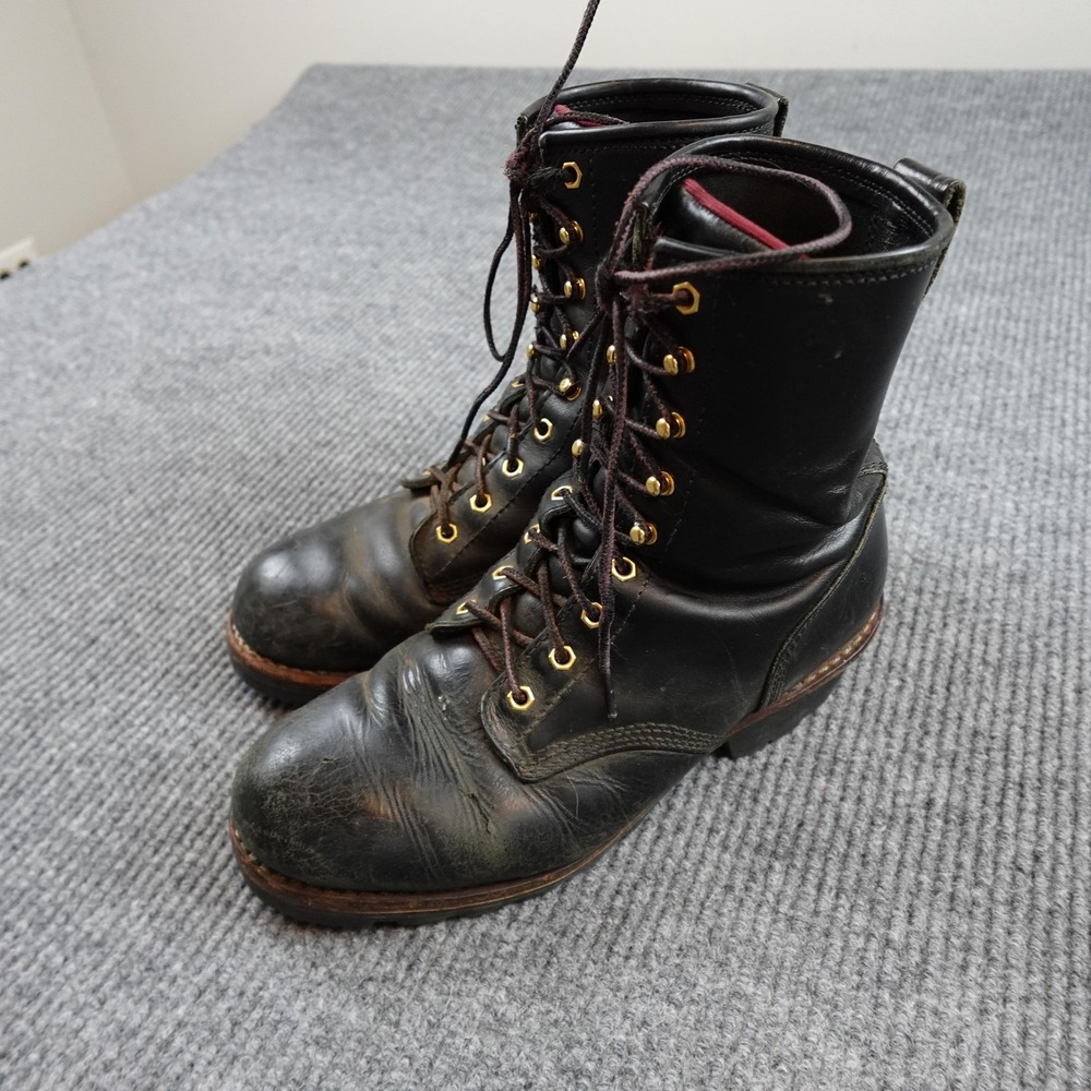 Chippewa 73015 Logger Boots Mens 10.5 Black Leather Vibram Workwear Vintage